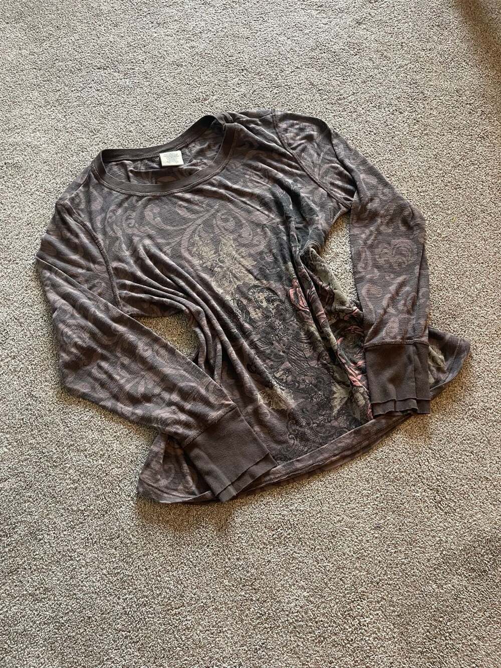 Y2K Goth Women's Vera Wang Long Sleeve Top with Abstract Print